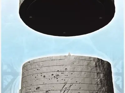 Large round medieval stone watchtower with wooden door 9 - Medie 3D print model