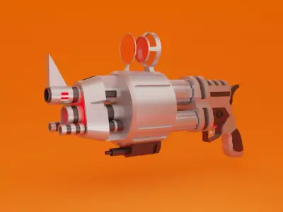 Sci-Fi Revolver Game Ready Model Low-poly 3D model