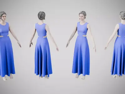 Dress 31 Very Light Blue Low-poly 3D model