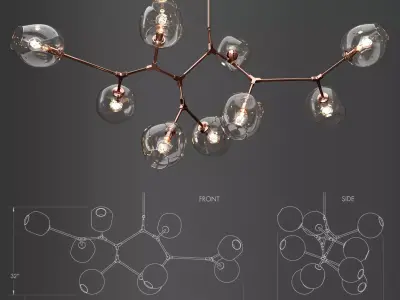 Branching bubble 9 lamps 3 3D model