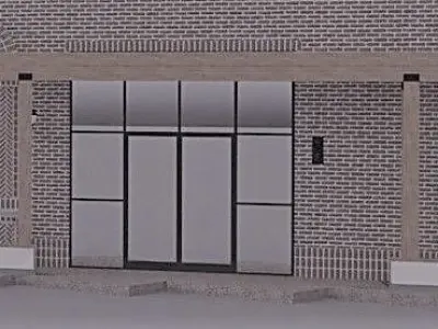 ARCHITECTURE STOREFRONT DOOR 4 PANEL WITH SIDE WINDOWS 3D model