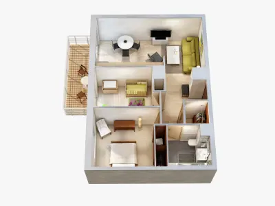  Four 3D Floor Plans 