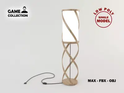 Bamboo floor lamp 3 Low-poly 3D model