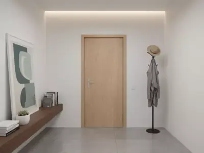 Minimalist Light Oak Flush Interior Door Low-poly 3D model