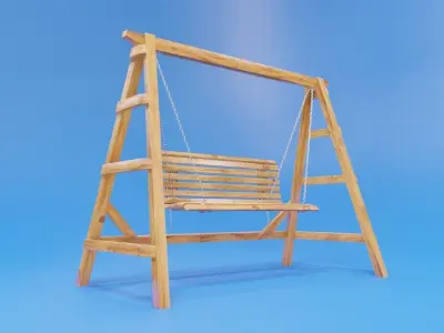 home wooden swing Low-poly 3D model