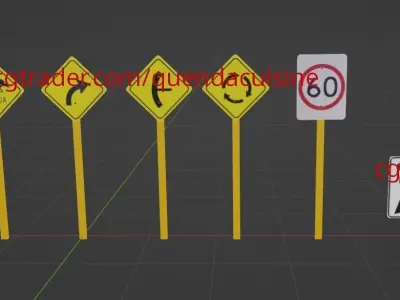 Australian Road Sign Pack 1st Edition - 10 Aussie Road Signs Low-poly 3D model