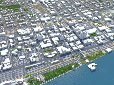 Davenport City Iowa USA Low-poly 3D model