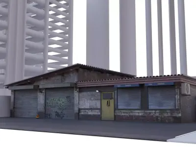 Urban Repair Garage for scenes and Games Low-poly 3D model