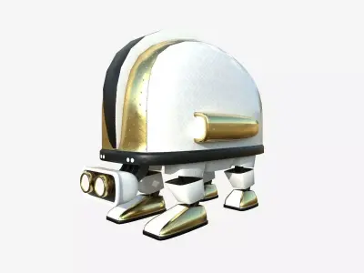 Turtleback Robot J05 White Gold - SciFi Character Design Low-poly 3D model