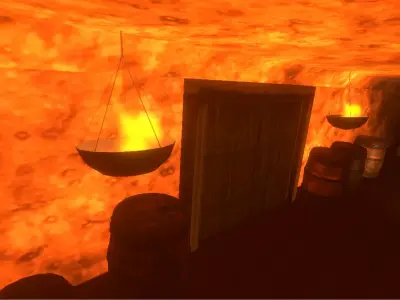 Hanging Torch Lowpoly Low-poly 3D model