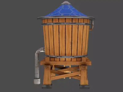 Stylized Water Tank  Free low-poly 3D model