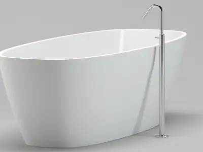 Bathtub 02 and faucet 3D model