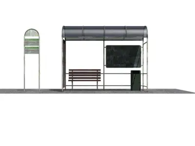 Low poly Bus stop Low-poly 3D model