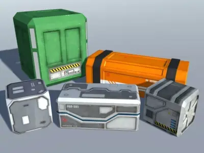 Sci-Fi Crates Low-poly 3D model