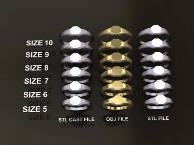 Dainty Thin Signet Octagon Round Mix Size 3D print model