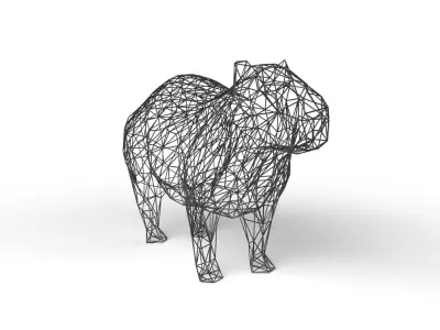 Capybara Wireframe Low-poly 3D model