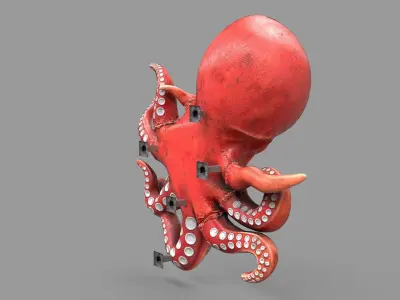 Game Ready Japanese Signs Set Octopus Signboard Low-poly 3D model