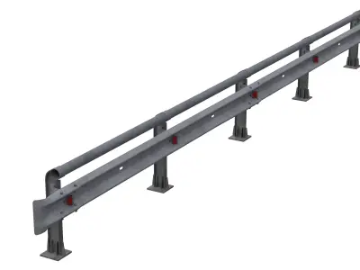 Road guard rails set 3D model