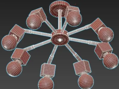 alisha-tl1197x-08ab modern ceiling light with bulbs and woode... 3D model