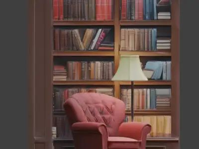 Tiny Library Corner 3D Model v03 Low-poly 3D model