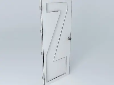 Letter Z 3D door very detail with glass lock and hinger Free 3D model