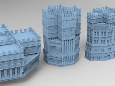 Medieval Library Tower 3 models  3D model