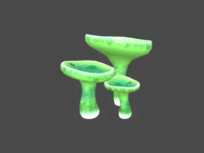 Fantasy Mushroom J04 Green - Scene Backdrop Design Low-poly 3D model