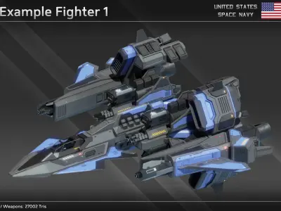USSN Modular Fighter Kit Low-poly 3D model