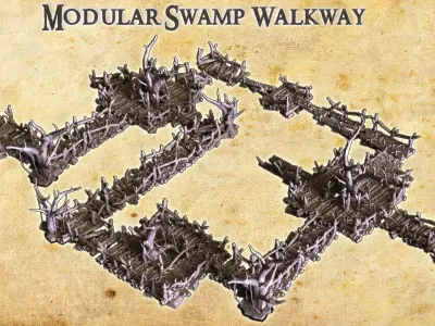 Modular Swamp Walkway Tabletop Terrain 28 MM 3D print model