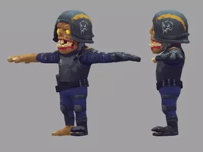 3D Police Zombie Low-poly 3D model