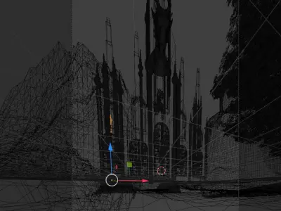 cyber temble Low-poly 3D model