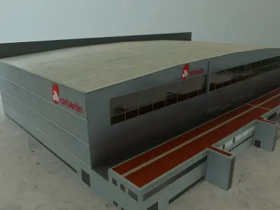 EDDB Airberlin Hangar Low-poly 3D model