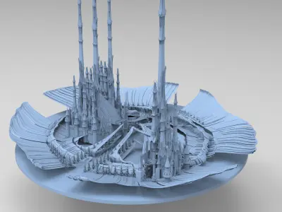 Sci fi Winter Island floating 3  3D model