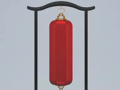 RED LANTERN FLOOR LAMP 3D model