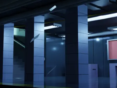Subway interior of futuristic building Low-poly 3D model
