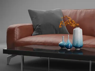 Peruna Leather Two Seat Sofa  3D model