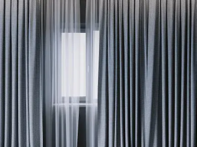Curtains with tulle set 01  3D model