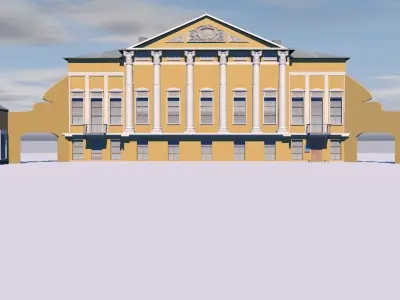 Manor building on cloudy day 3D model
