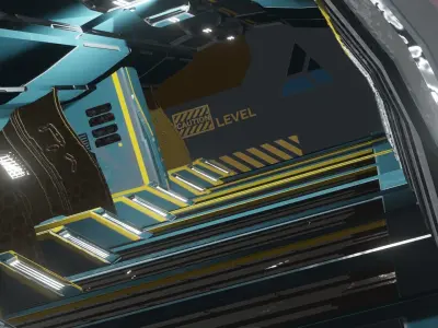 sci-fi corridor PBR ready to render 3D model