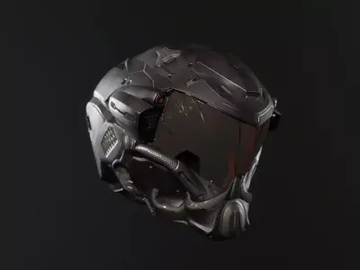 Sci Fi Helmet PBR and Highpoly Low-poly 3D model