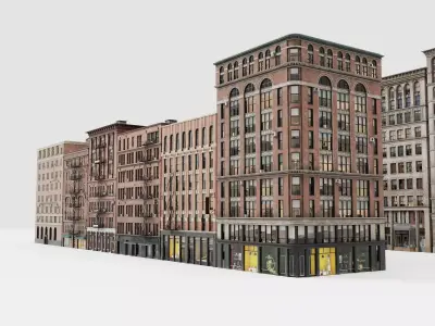 City apartment building package Low-poly 3D model