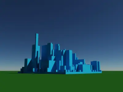 Tiny Voxel City Low-poly 3D model