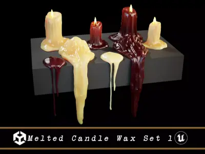 Melted Candle Wax Set 1  Low-poly 3D model