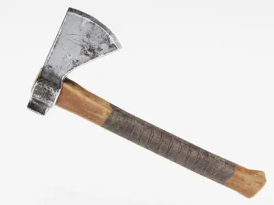  crafted scratched iron Hatchet axe tool er1 Low-poly 3D model