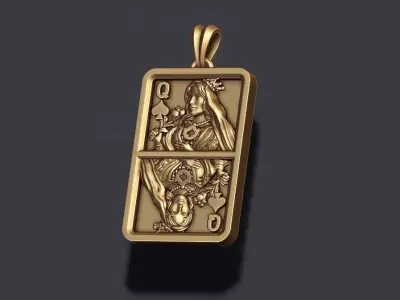 Spade queen playing card pendant light 3D print model