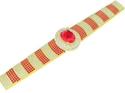 Luxury Oval Center Pave Diamond Bracelet 4183 3D print model