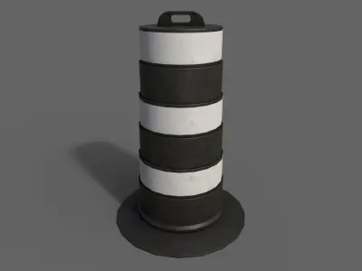PBR Traffic Drum Barrel BlackWhite Low-poly 3D model