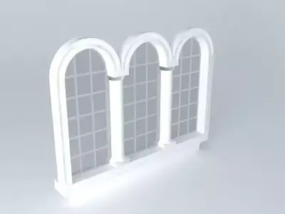 3 Narrow Arched windows 3D model