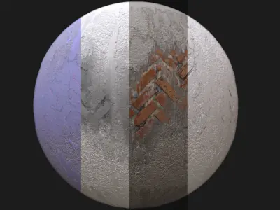 Damaged Brick Wall PBR  Material Texture