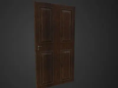 Wood old door Low-poly 3D model